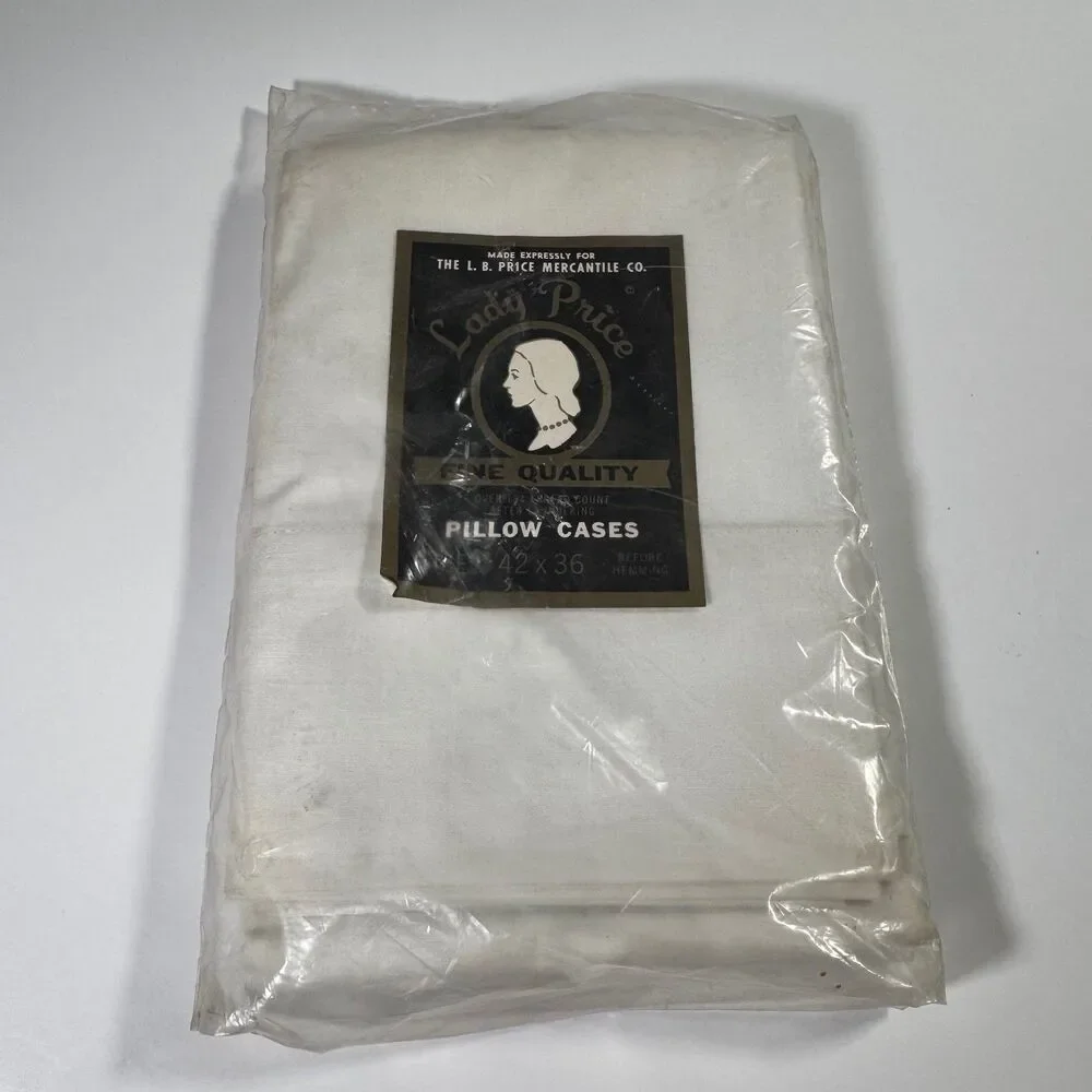 Vintage Lady Price Pillow Cases LB Price Mercantile Set Pack NOS Deadstock 42x36